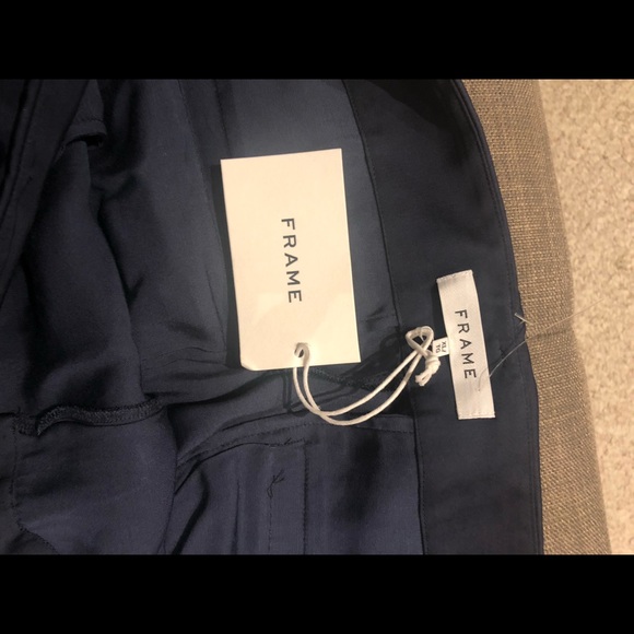 FRAME Navy Satin Cargo Pants - Picture 6 of 10